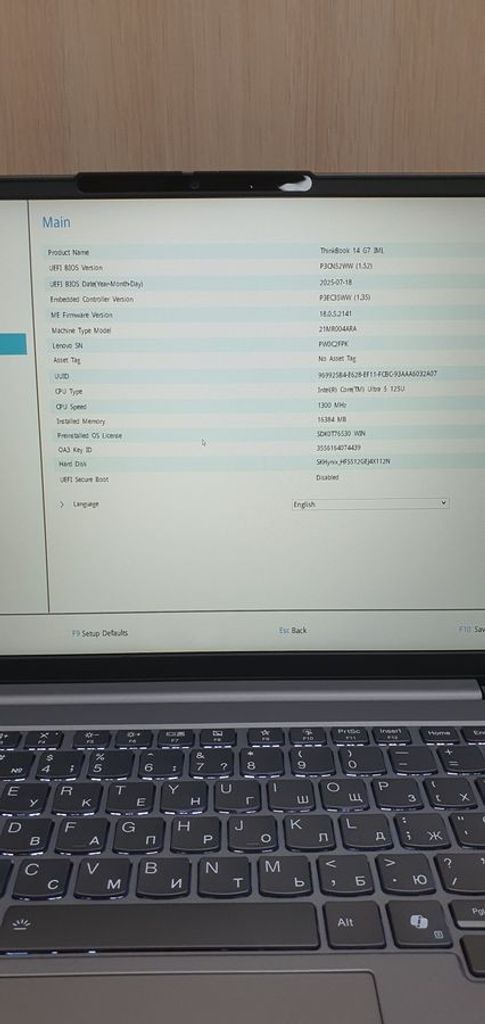 Объявление Lenovo 14/core ultra 5 125u s1 ddr5/16gb ddr5/ssd 512 gb/*інтегрована Б/У