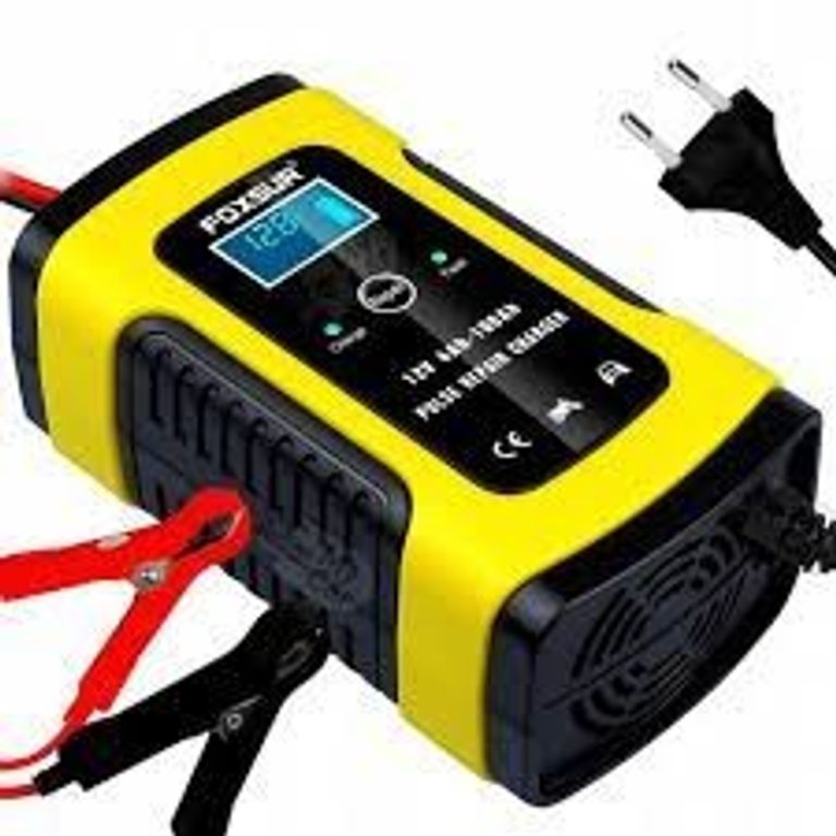 Купить Зарядний пристрій автомобільного акумулятора Foxsur 12V 6A імпульсний зарядний пристрій з РК-дисплеєм Б/У
