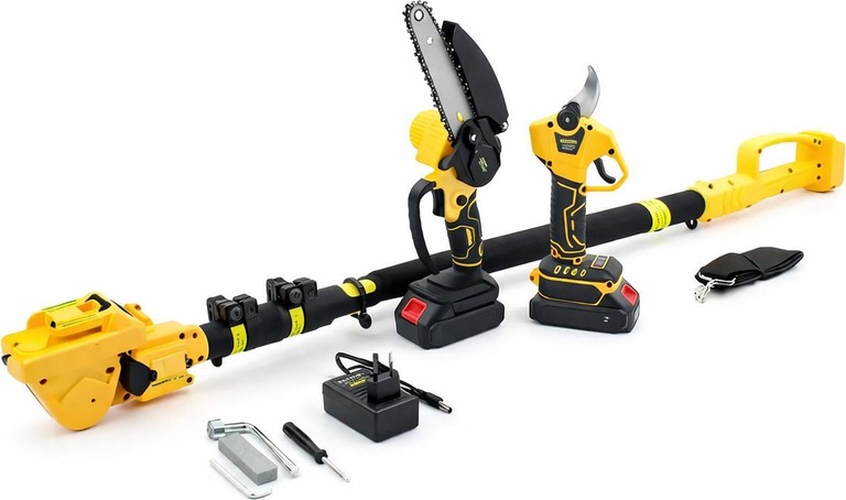 Купити Набір 3в1 пила 6 дюймів, секатор+висоторіз телескопічний 2м 2АКБ Жовтий Б/У