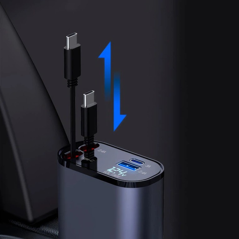 Автомобільний зарядний пристрій із швидкою зарядкою 4в1 Lightning / Type-C / USB Код:null. Зображення 5