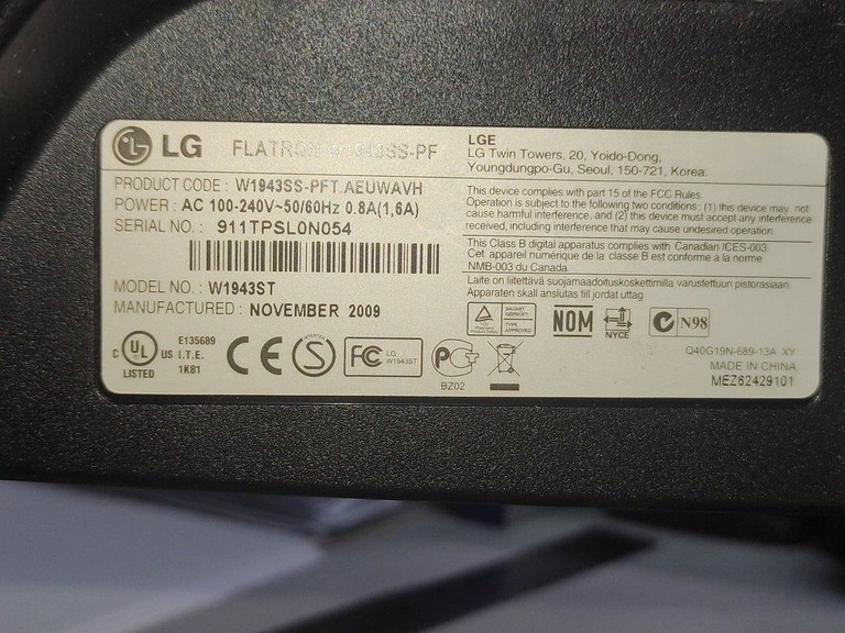 Оголошення Lg w1943ss Б/У