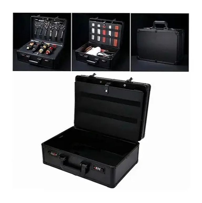 Бьюті кейс валіза для перукаря барбера з кодовим замком пластик чорний 40х27х15см. Новий.  Код:null. Зображення 11