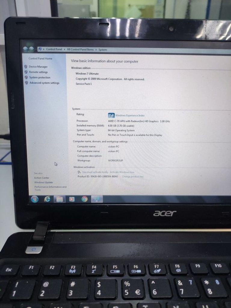 Купити Acer 11/c70 ddr3/4gb ddr2/hdd 450 gb/ssd *відсутній/*інтегрована Б/У