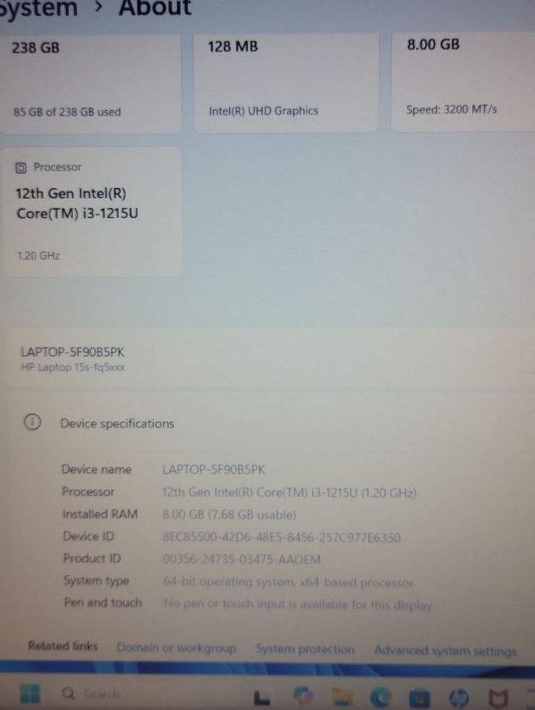 Hp 15/core i3-1215u ddr5/8gb ddr4/ssd 256 gb/*інтегрована Код:01-200630331. Изображение 9