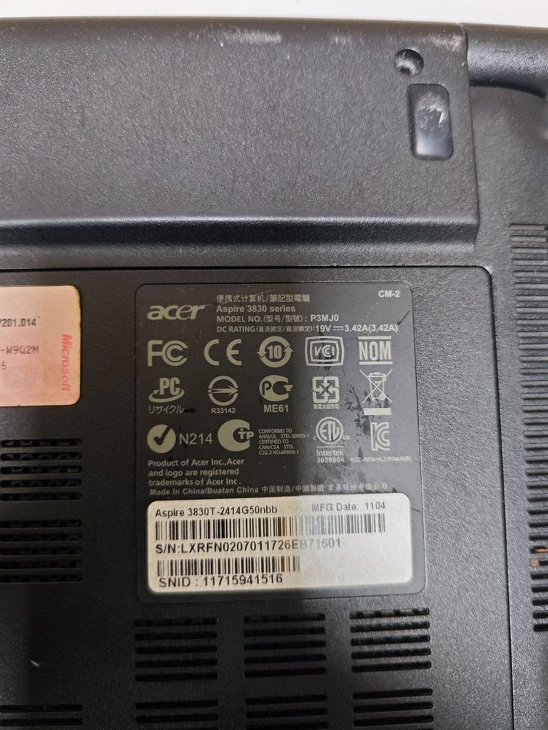 Acer 13/core i5 2410m ddr3/8gb ddr3/hdd 500 gb/ssd *відсутній/*інтегрована Код:01-200582077. Изображение 6