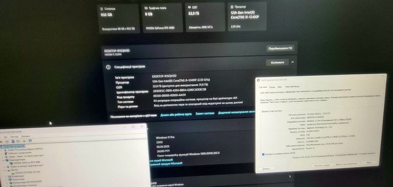 Дешево Пк intel core i5-12400f/ram 32 gb/hdd відсутній/ssd 1000 gb/nvidia rtx 4060 (geforce) 8gb gddr6 128bit з ломбарду