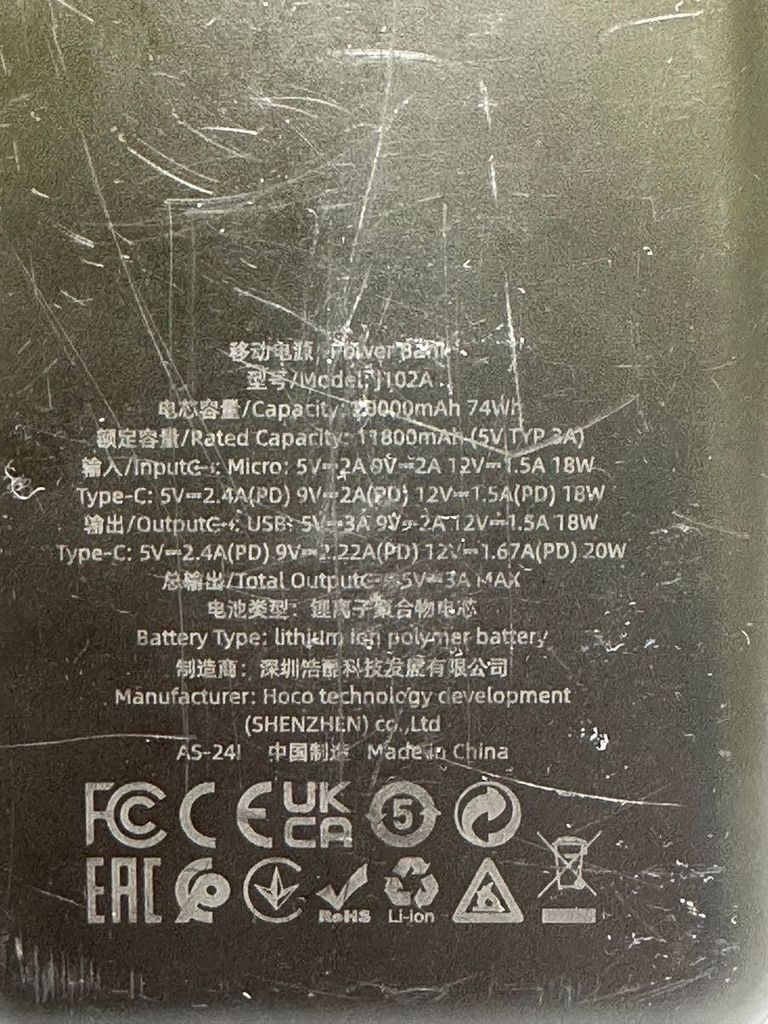 Оголошення Hoco J102A Cool Figure 20000mAh 20W Black Б/У