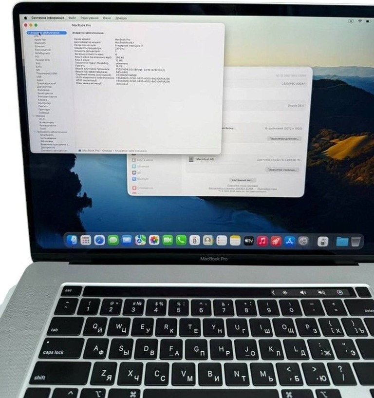Apple macbook pro 16" 2019 a2141 core i7 2,6ghz/ram 16gb/ssd 512gb/intel graphics 630 Код:01-200957064. Зображення 7