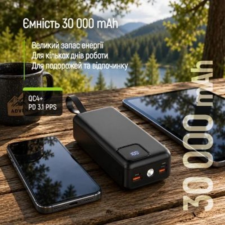 ColorWay 30 000 mAh EnergyHub PD/22.5W, QC/4.0, Black Код:null. Зображення 9
