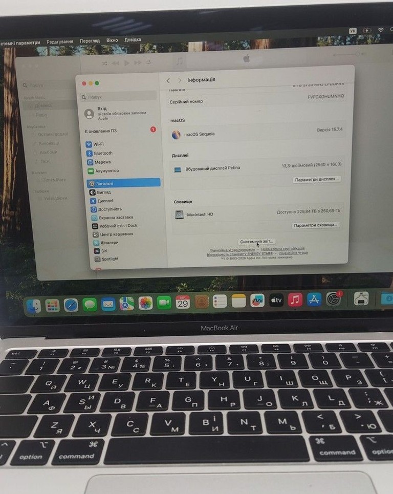 Apple macbook air 13" 2020 a2179 core i3 1,1ghz/ram8gb/ssd256gb/intel iris plus graphics Код:01-201037904. Зображення 11