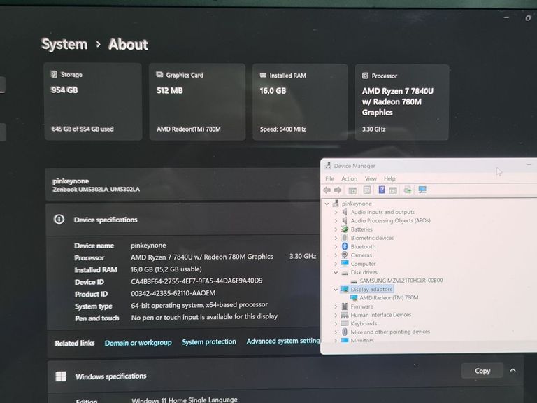 Дешиво Asus 13/ryzen 7 7840hs ddr5/16gb ddr5/ssd 1000 gb/*інтегрована с ломбарда