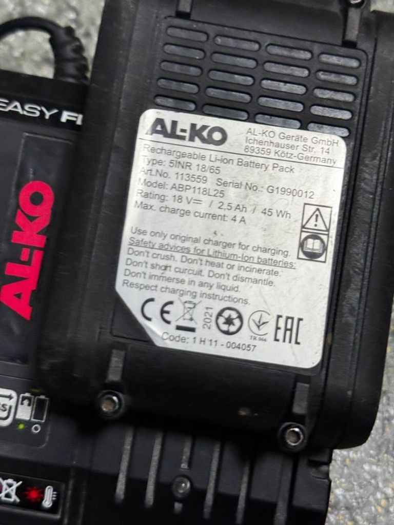 Al-Ko ht 2000 2акб + зп Код:01-200790470. Изображение 8