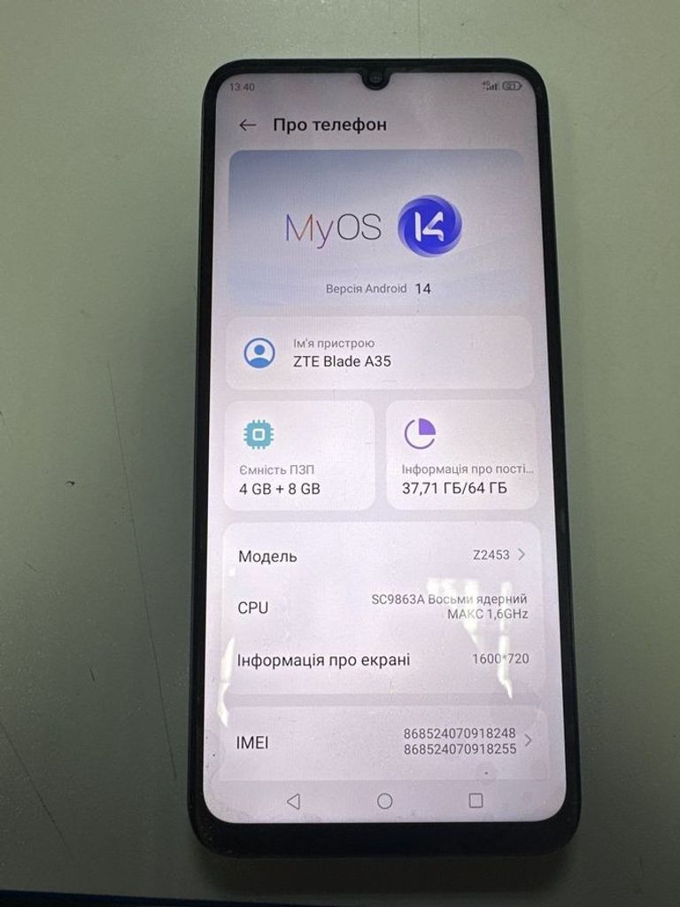 Купить Zte Blade A35 4/64GB Green Б/У