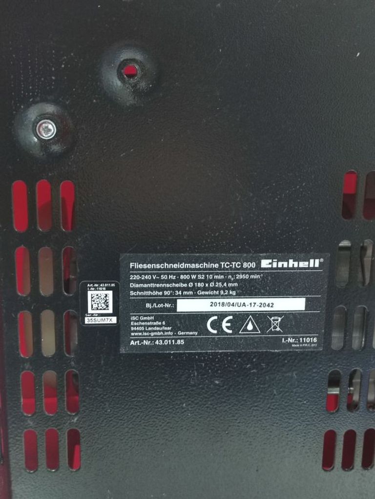 Einhell tc-tc 800 Код:01-200890781. Зображення 9