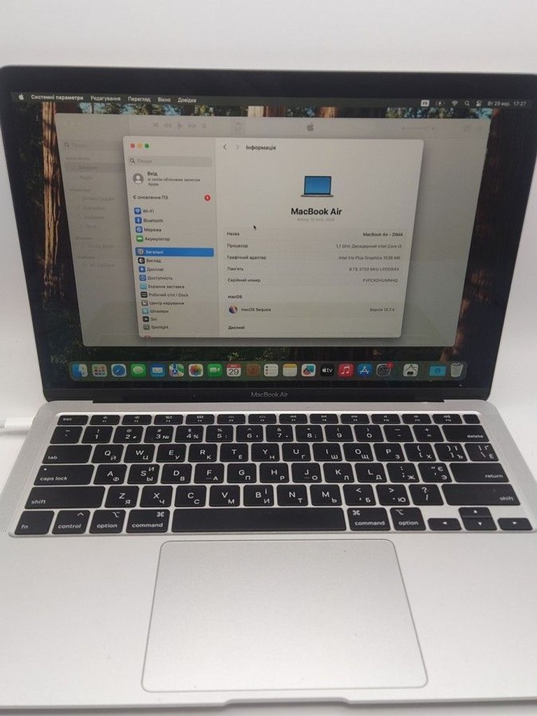 Apple macbook air 13" 2020 a2179 core i3 1,1ghz/ram8gb/ssd256gb/intel iris plus graphics Код:01-201037904. Зображення 12