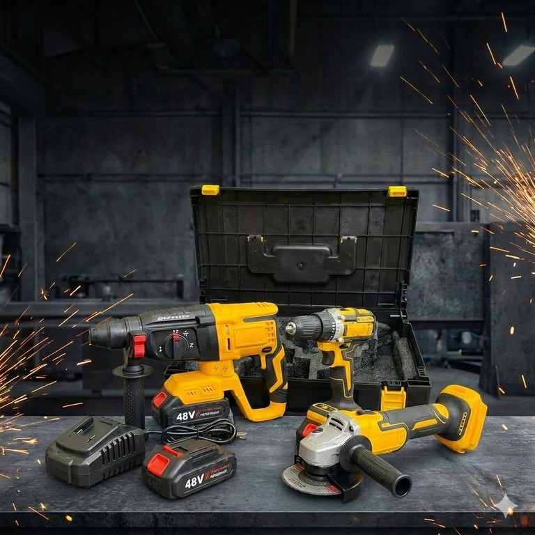 Дешиво Tool Set 3 в 1 48V: Перфоратор, Шурупокрут, Болгарка (КШМ) с ломбарда