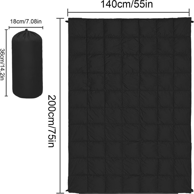 Travel blanket для кемпінгу 200×140 см з водовідштовхувальним покриттям DWR чорна Код:null. Изображение 5