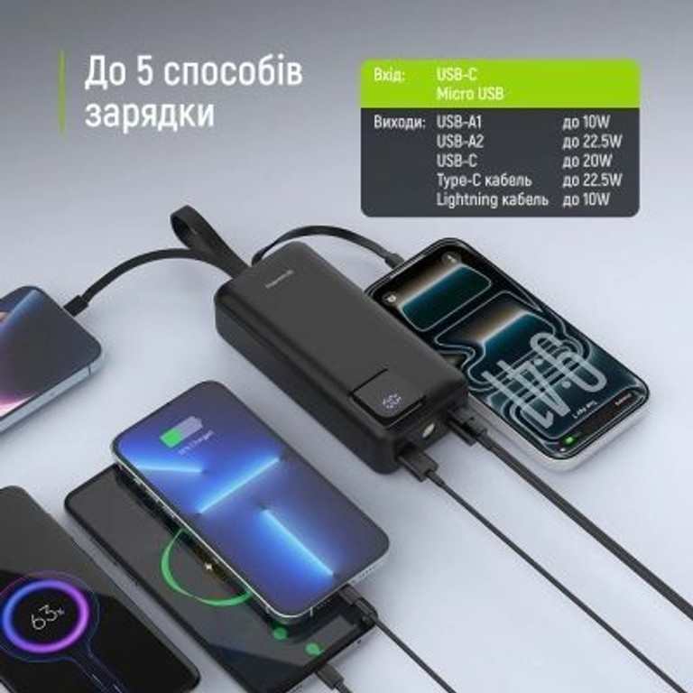 ColorWay 30 000 mAh EnergyHub PD/22.5W, QC/4.0, Black Код:null. Зображення 8