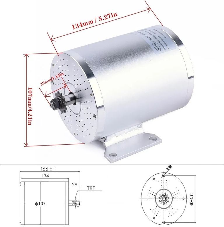 BLDC 72 В 3000 Вт із контролером 24 Mosfet 50 А та педаллю газу для електроскутера, двигуна E-Bike Код:null. Изображение 9