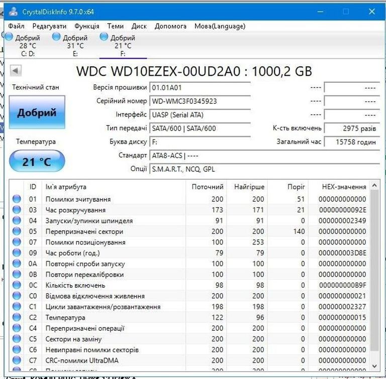 Дешиво Wd blue 1 tb/ wd10ezex-00bn5a0 с ломбарда