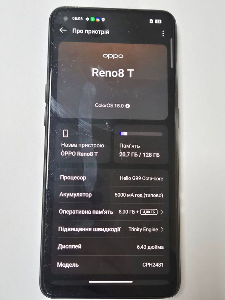 Оголошення Oppo reno8 t 8/128gb Б/У