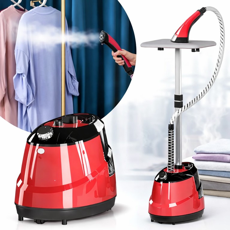 Купити Вертикальний відпарювач для одягу Garment Steamer 2000W / Червона Парова праска для всіх видів тканини Б/У