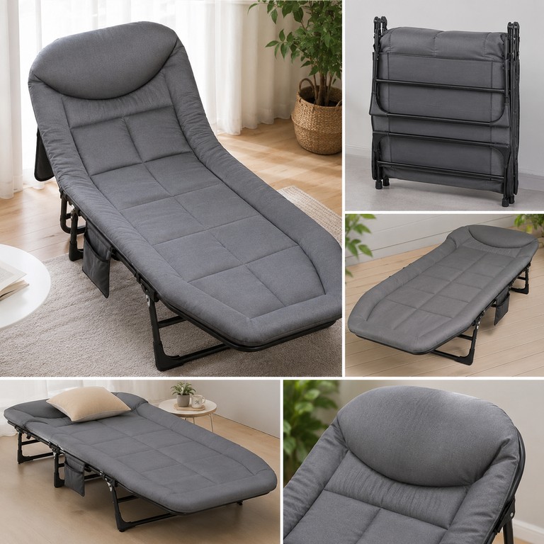 Купить Folding bed з регулюванням спинки 180х65х30 см Сірий / Розкладне ліжко з ніжками/розкладачка Б/У