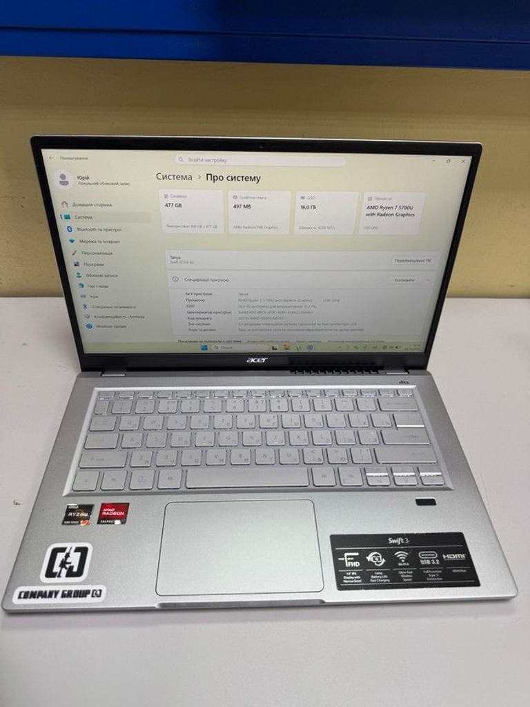 Купить Acer 15/ryzen 7 5700u ddr4/16gb ddr4/hdd *відсутній/ssd 500 gb/*інтегрована Б/У