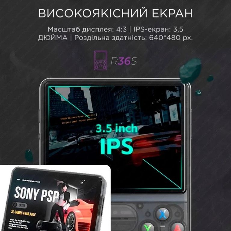 Портативна ігрова консоль Intex Data Frog R36S Retro Handheld Game Console 64Gb, Purple. Нова. Код:null. Изображение 11