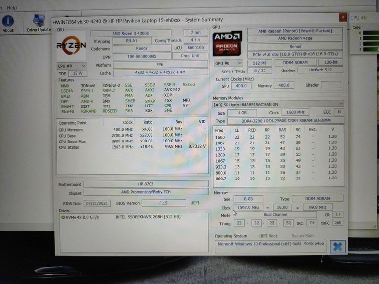 Hp 15/ryzen 3 4300u ddr4/8gb ddr4/hdd *відсутній/ssd 512 gb/*інтегрована Код:01-200806399. Изображение 8