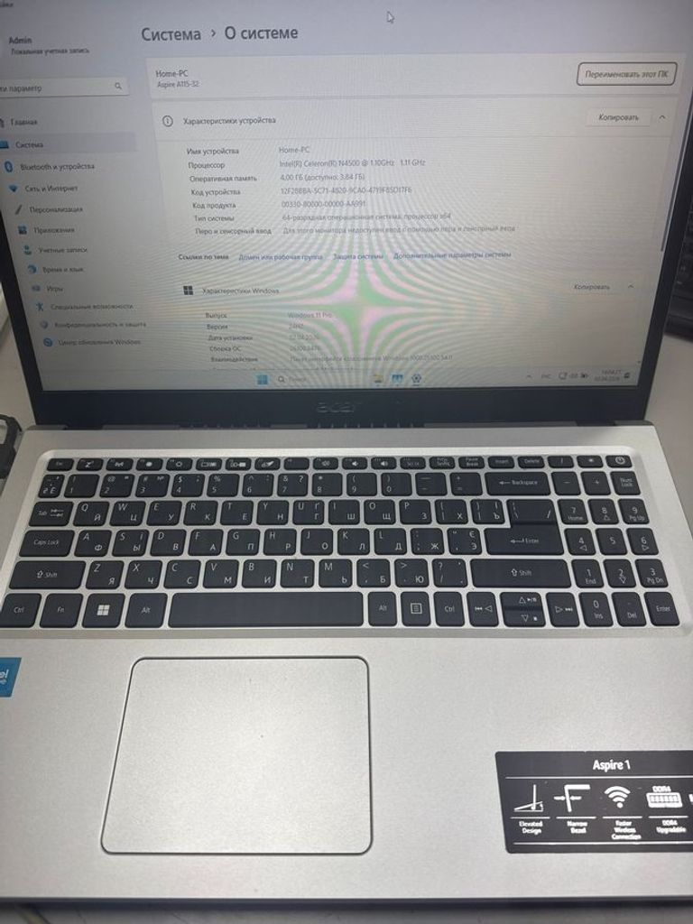 Купити Acer 15/celeron n4500 ddr4/4gb ddr4/hdd *відсутній/ssd 128 gb/*інтегрована Б/У