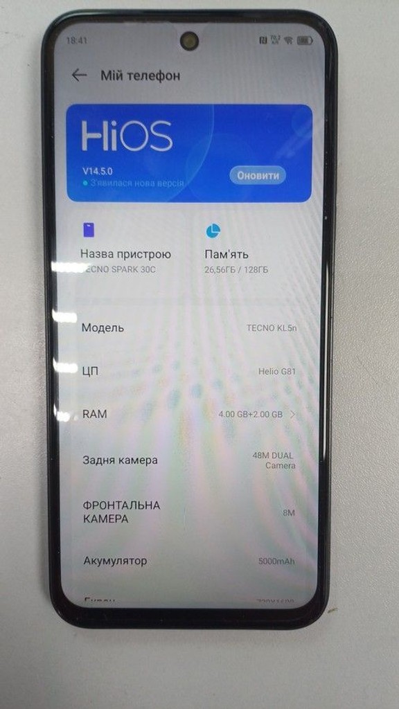Оголошення Tecno spark 30c kl5n 6/128gb Б/У