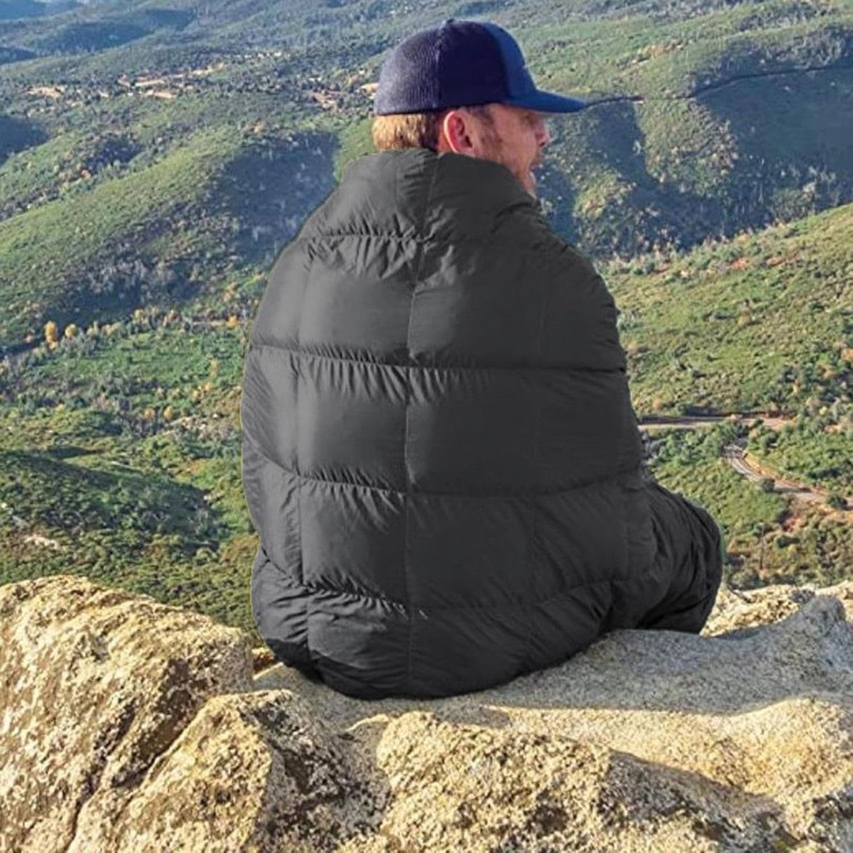 Travel blanket для кемпінгу 200×140 см з водовідштовхувальним покриттям DWR чорна Код:null. Изображение 4