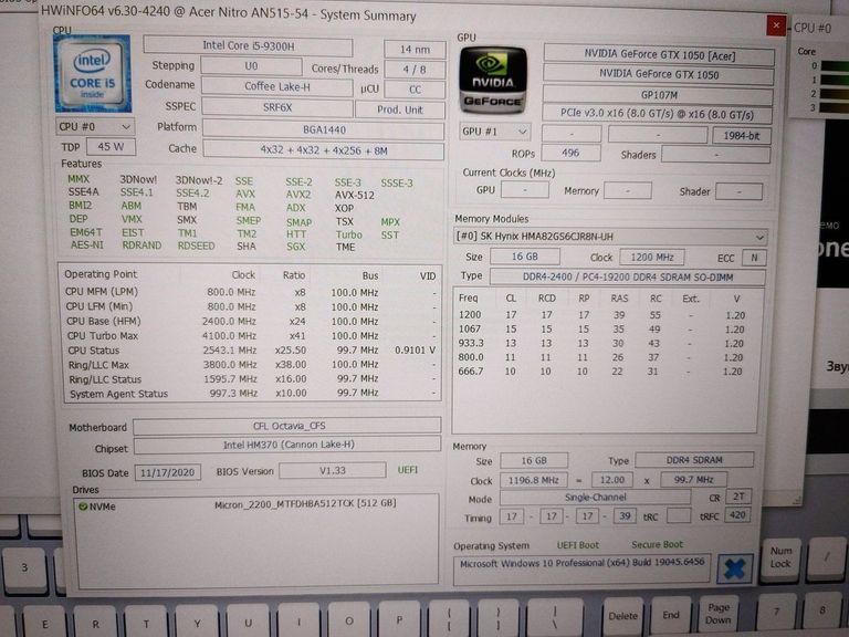 Объявление Acer 15/core i5 9300h ddr4/16gb ddr4/ssd 512 gb/geforce gtx1050 4gb Б/У