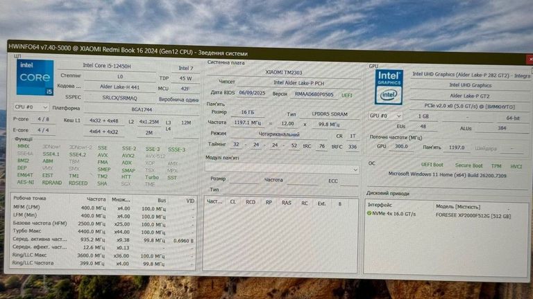 Распродажа Xiaomi 16/core i5-12450h ddr5/16gb ddr5/ssd 512 gb/*інтегрована, продавец Техноскарб
