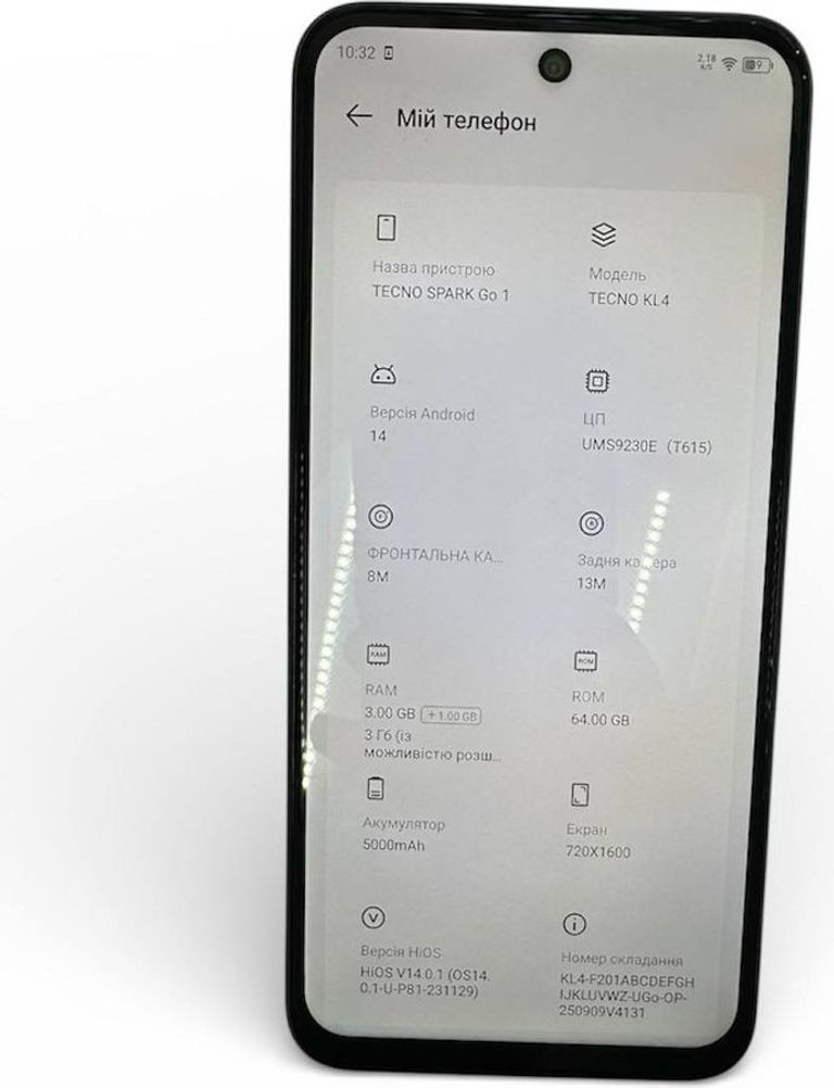 Объявление Tecno spark go 1 kl4 3/64gb Б/У