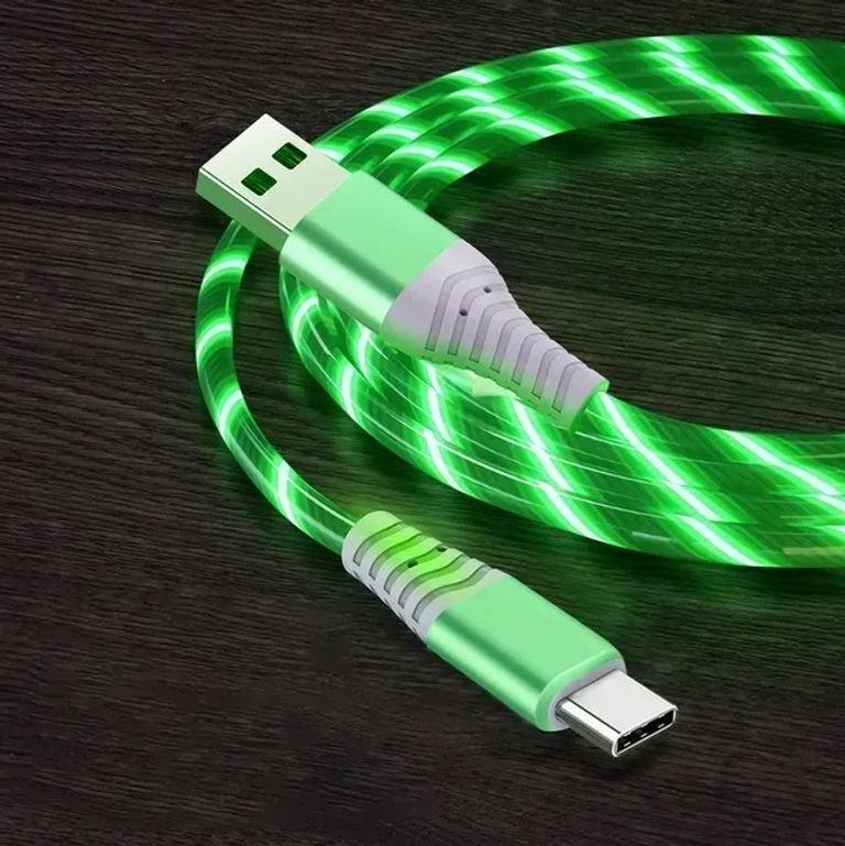 Объявление Кабель для зарядки з підсвіткою USB / Type-C Green Новий. Б/У