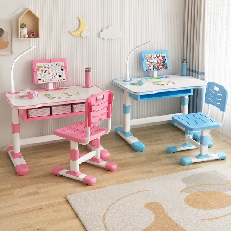 Купити Children's desk зі стільцем регульована з лампою та підставкою для книг Б/У
