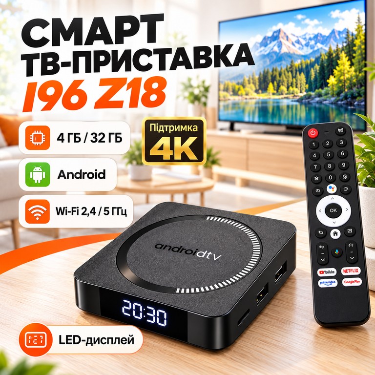 Купить I96 Z18 Android TV / Приставка для TV 4/32 ГБ, Wi-Fi 2.4/5 ГГц, 4K Б/У