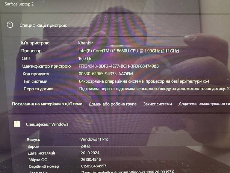 Microsoft surface laptop 2/13/core i7 8650u ddr3/16gb ddr3/hdd *відсутній/ssd 512 gb/*інтегрована Код:01-200738078. Зображення 5