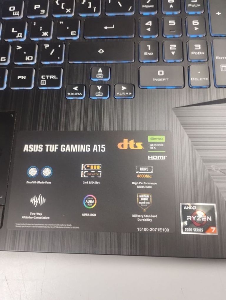 Объявление Asus 15/ryzen 7 7435hs ddr5/16gb ddr5/hdd 500 gb/geforce rtx2050 4gb Б/У
