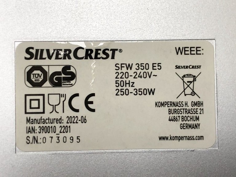 Silvercrest sfw 350 e5 Код:01-200973764. Зображення 5