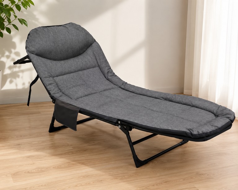 Folding bed з регулюванням спинки 180х65х30 см Сірий / Розкладне ліжко з ніжками/розкладачка Код:null. Изображение 6