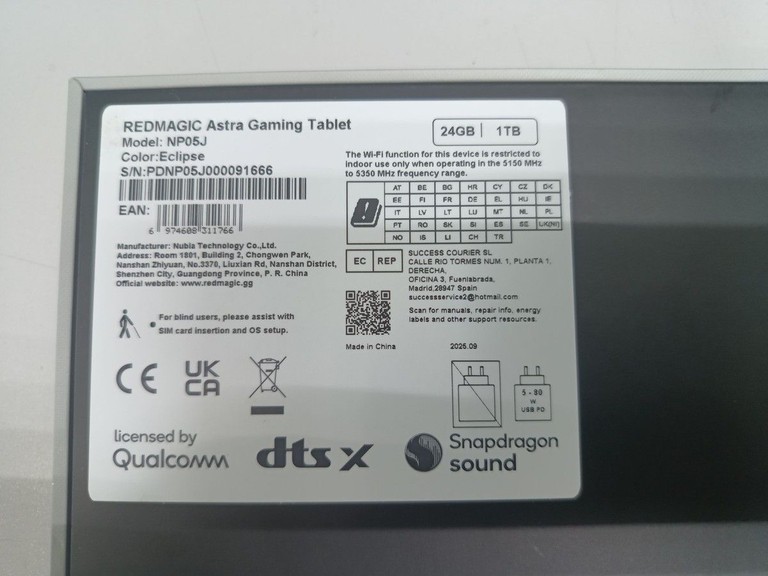 Zte REDMAGIC Astra Gaming Tablet 24/1TB Black Код:01-201086013. Зображення 7