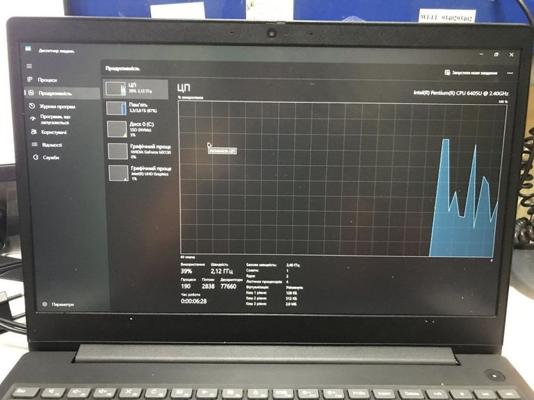 Дешево Lenovo 15/pentium 6405u ddr4/4gb ddr4/hdd *відсутній/ssd 128 gb/geforce mx130 2gb з ломбарду