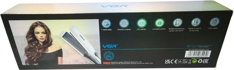 Оголошення Широка плойка гофре для прикореневого об'єму VGR V-557 потужністю 70 Вт з дисплеєм та 14 температурними режимами Б/У
