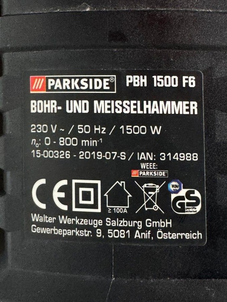Parkside pbh 1500 f6 Код:01-201175112. Зображення 5