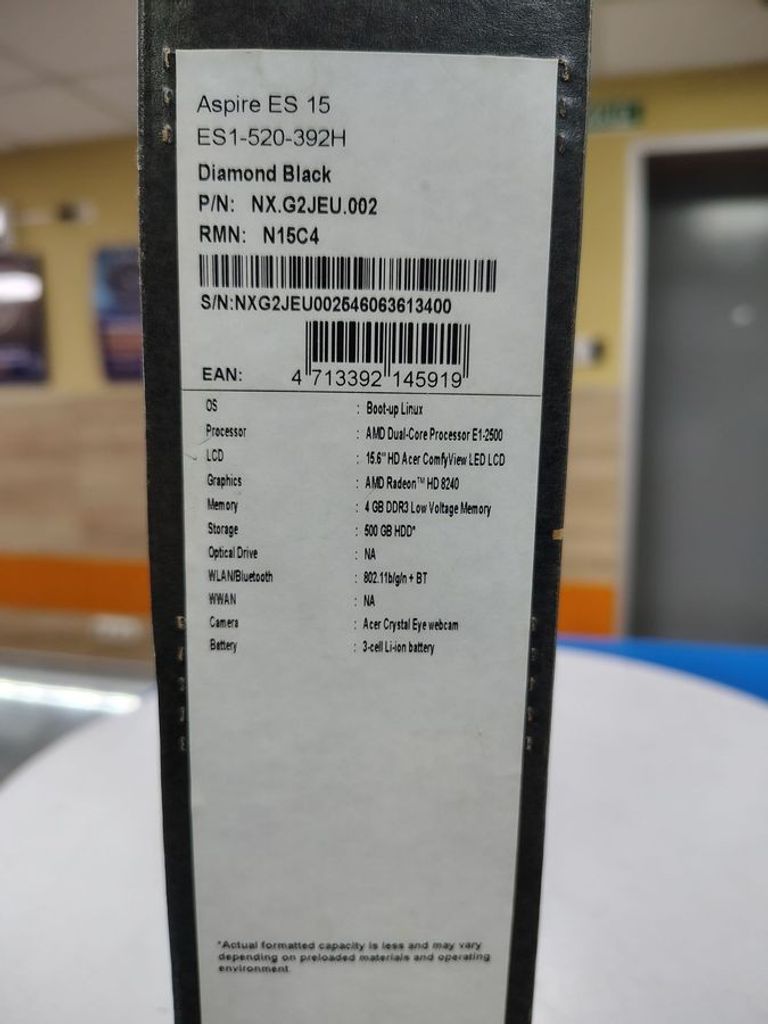 Дешево Acer 15/e1 2500 ddr3/4gb ddr3/hdd 500 gb/ssd *відсутній/*інтегрована з ломбарду