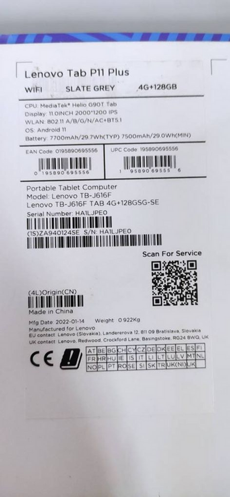 Распродажа Lenovo p11+ 4/128 w tb j616f, продавец Техноскарб