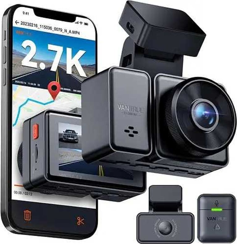 Купити Авто відеореєстратор. VANTRUE E2 Dash Cam Передня та задня камера з голосовим керуванням, подвійна 2.7K відеореєстратор, Wi-Fi,  Б/У